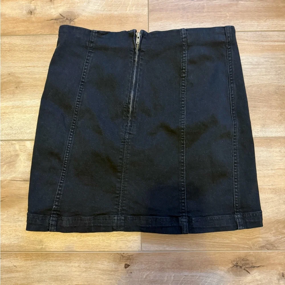 Free People Black Denim Mini Skirt - Picture 3 of 4
